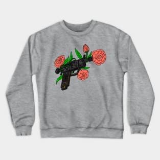 gun with roses, peace symbol. anti gun violence. Crewneck Sweatshirt